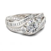 Intertwined Three Stone Round Cut Sterling Silver Ring