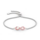 Two Tone Infinity Cultured Pearl Sterling Silver Bracelet