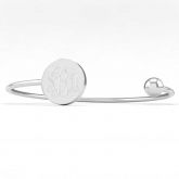Engraved Disc Monogram Bangle Bracelet Sterling Silver