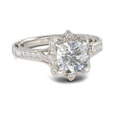 Vintage Floral Cushion Cut Sterling Silver Ring
