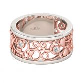 Two Tone Round Cut Sterling Silver Women's Band