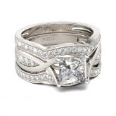 Twist Princess Cut Sterling Silver Ring Set