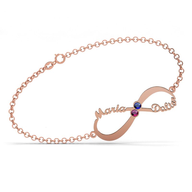 Two Name Infinity Bracelet With Sterling Silver Birthstones Jeulia Two Name Infinity Bracelet With Sterling Silver Birthstones