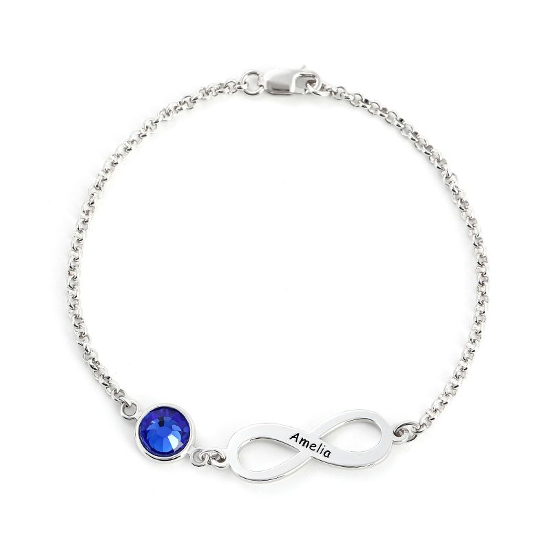 Infinity Sterling Silver Bracelet With Birthstone Infinity Sterling Silver Bracelet With Birthstone