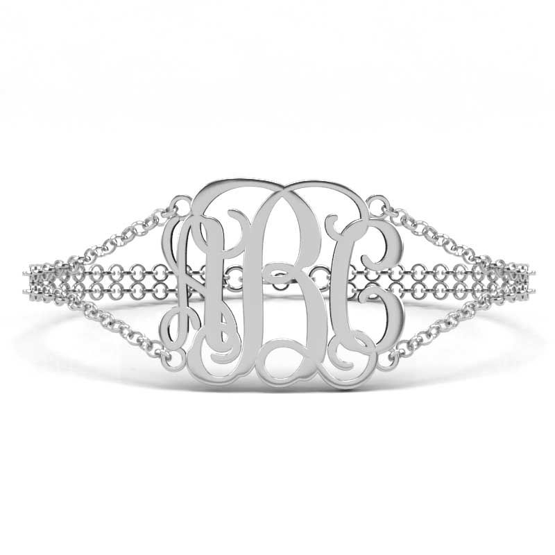 Double Chain Sterling Silver Monogram Bracelet Jeulia Jewelry Double Chain Sterling Silver Monogram Bracelet
