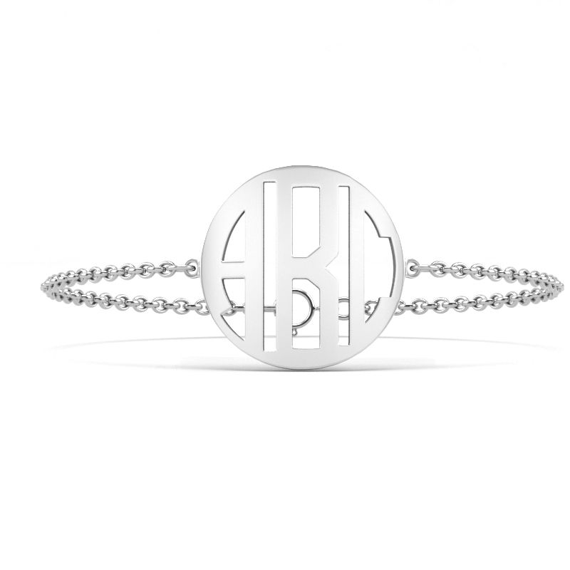 Block Monogram Bracelet Sterling Silver Jeulia Jewelry Block Monogram Bracelet Sterling Silver