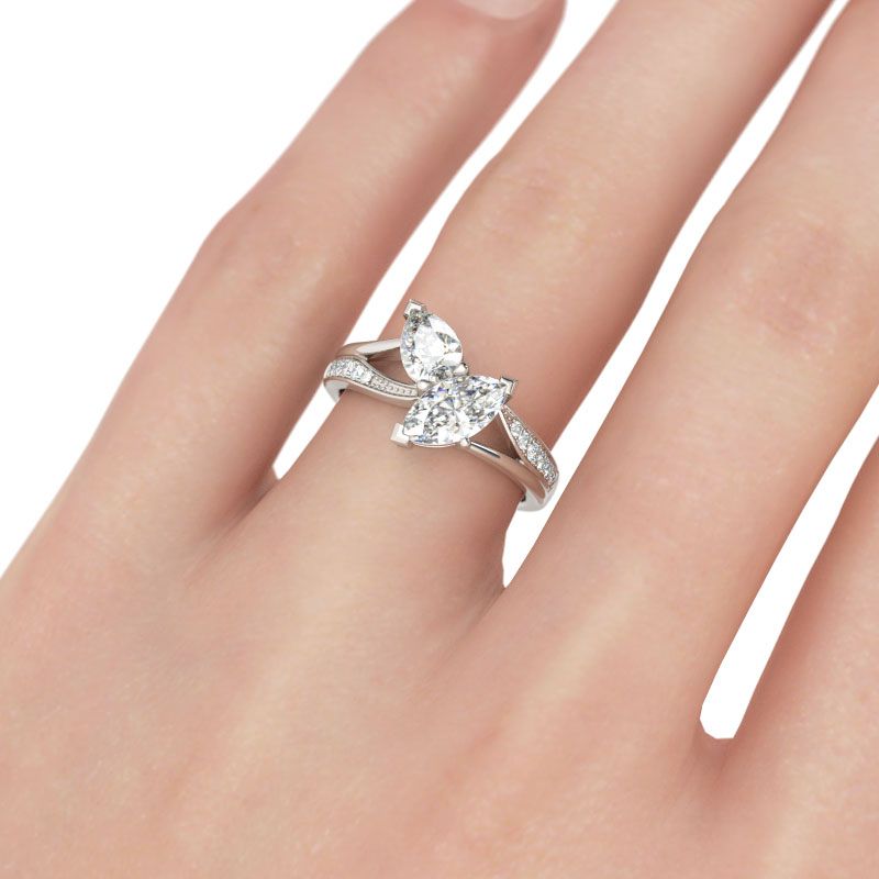 Two Stone Pear And Marquise Cut Sterling Silver Ring Jeulia Jewelry Two Stone Pear And Marquise Cut Sterling Silver Ring