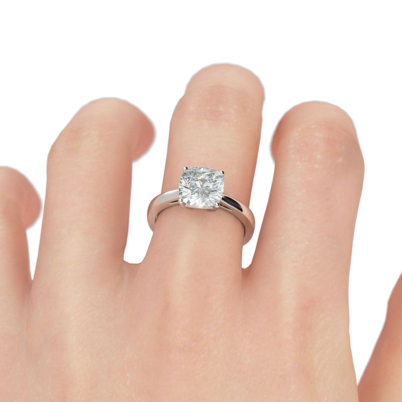 Classic Solitaire Cushion Cut Sterling Silver Engagement Ring