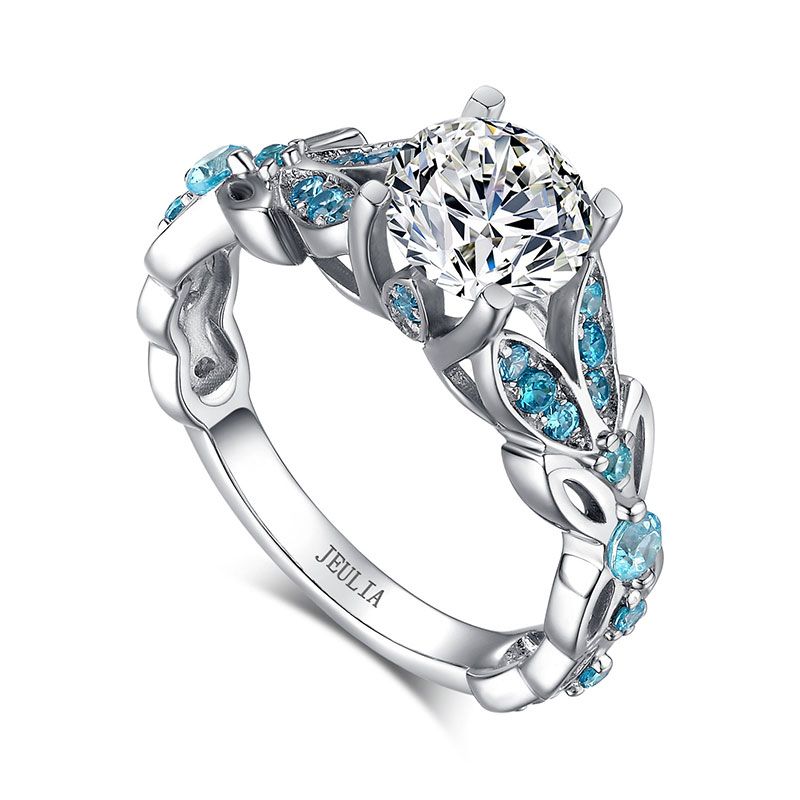 Butterfly Round Cut Sterling Silver Ring Jeulia Jewelry